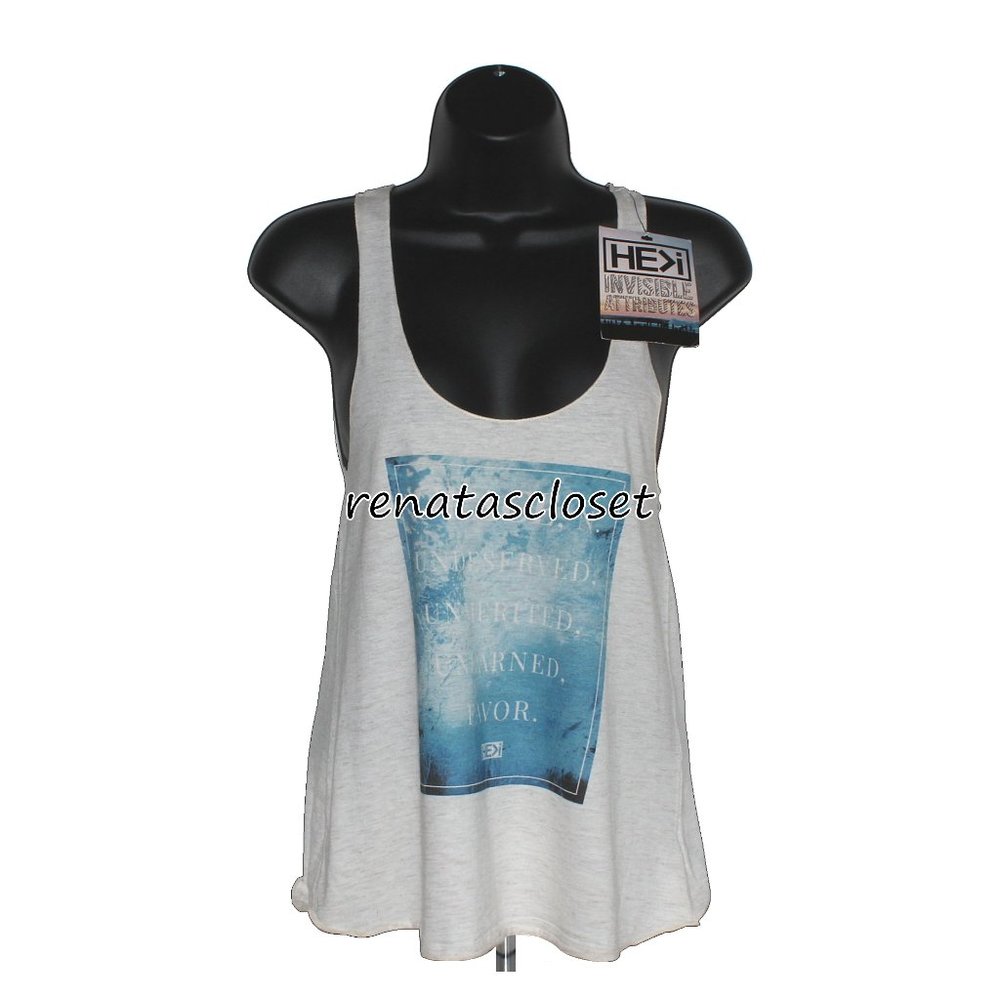 HE>i Juniors' Invisible Attributes Unmerited Tank Top NWT
